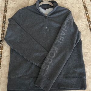 Micheal Kors Mock Neck 1/4 Zip Gray Sweatshirt Mens Size L